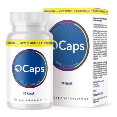 Dose O Caps mit Verpackung im neuen Design und neuer Formel mit 90 Kapseln